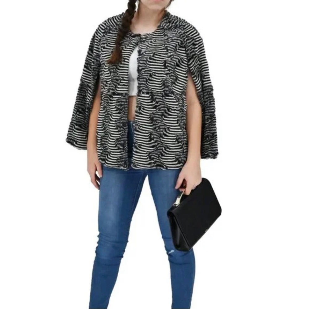RACHEL RACHEL ROY Faux Zebra Cape Poncho